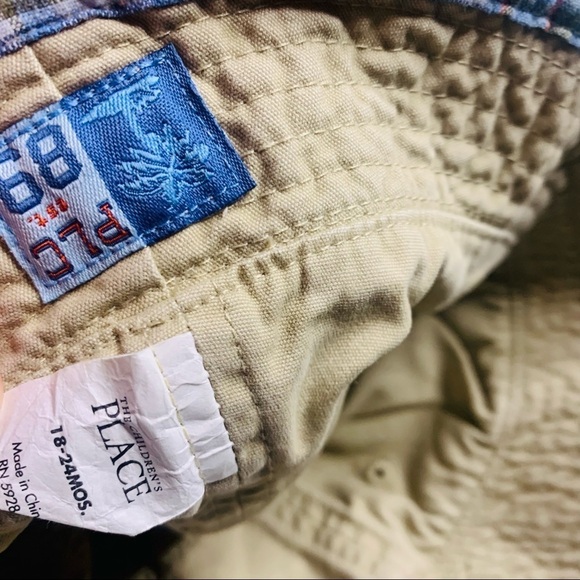 Children’s Place Infant 18 to 24 months Plaid blue bucket hat cotton reversible - Picture 5 of 6